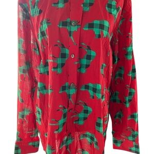 Christmas button down buffalo plaid shirt by North Pole - size XL